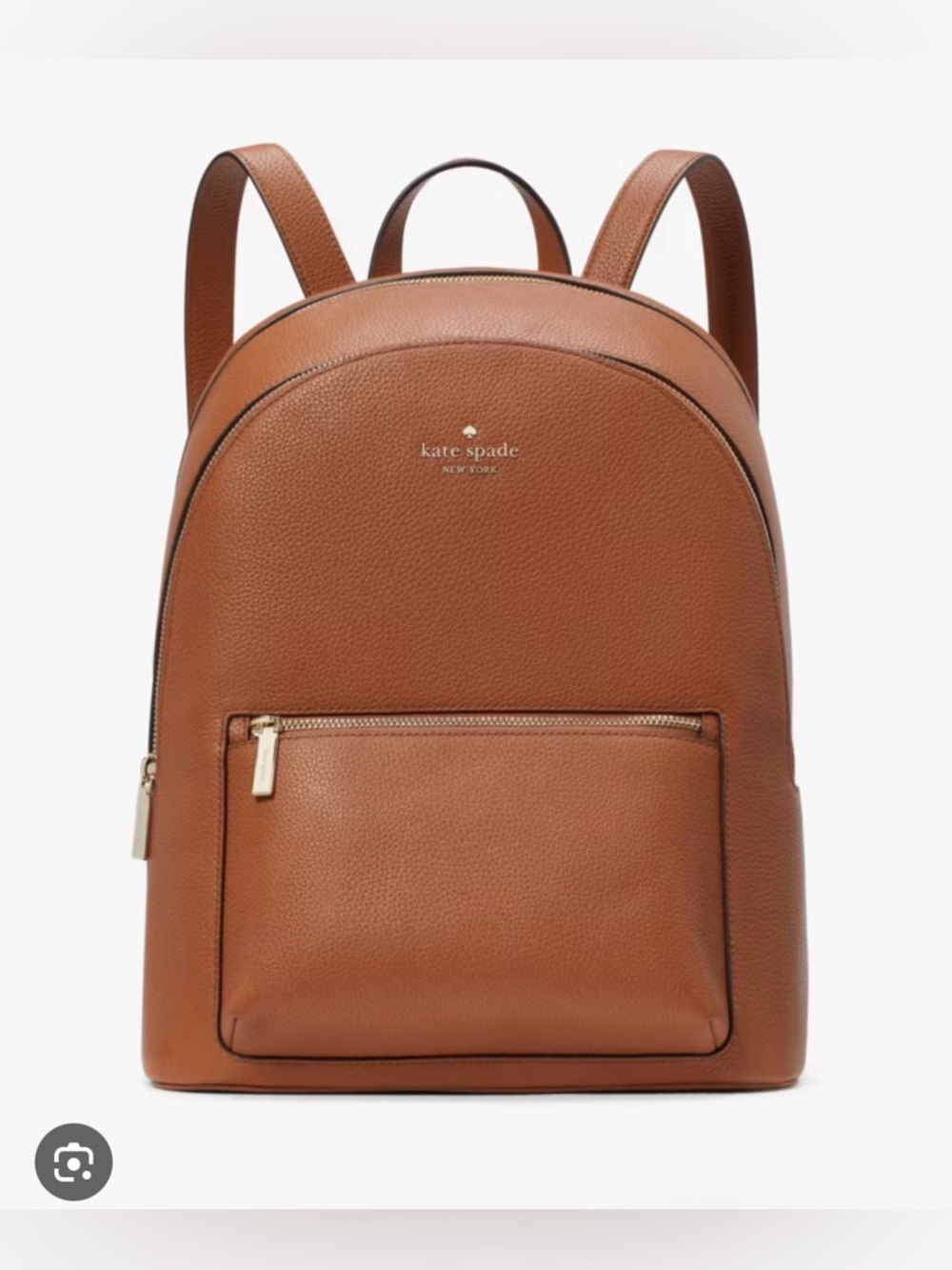 NWT KATE SPADE Lena Double Zip Pebbled Leather Backpack in Warm Ginger Brown